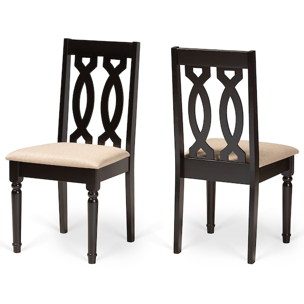 Baxton Studio Cherese Modern and Contemporary Sand Fabric and Dark Brown Finished Wood 2-Piece Dining Chair Set 174-10539-Zoro - main